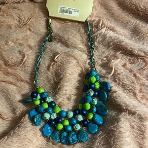Cato Blue and Green Beaded Necklace
